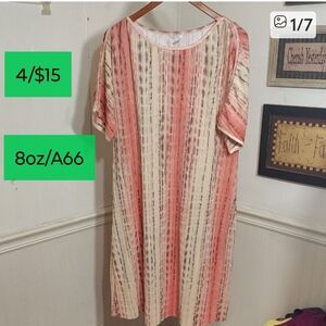 Cato Pink and Cream Sheath Midi Dress Short Sleeve